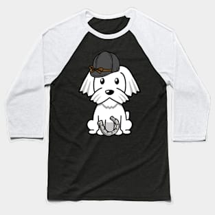 Funny white dog is ready to ride a horse Baseball T-Shirt